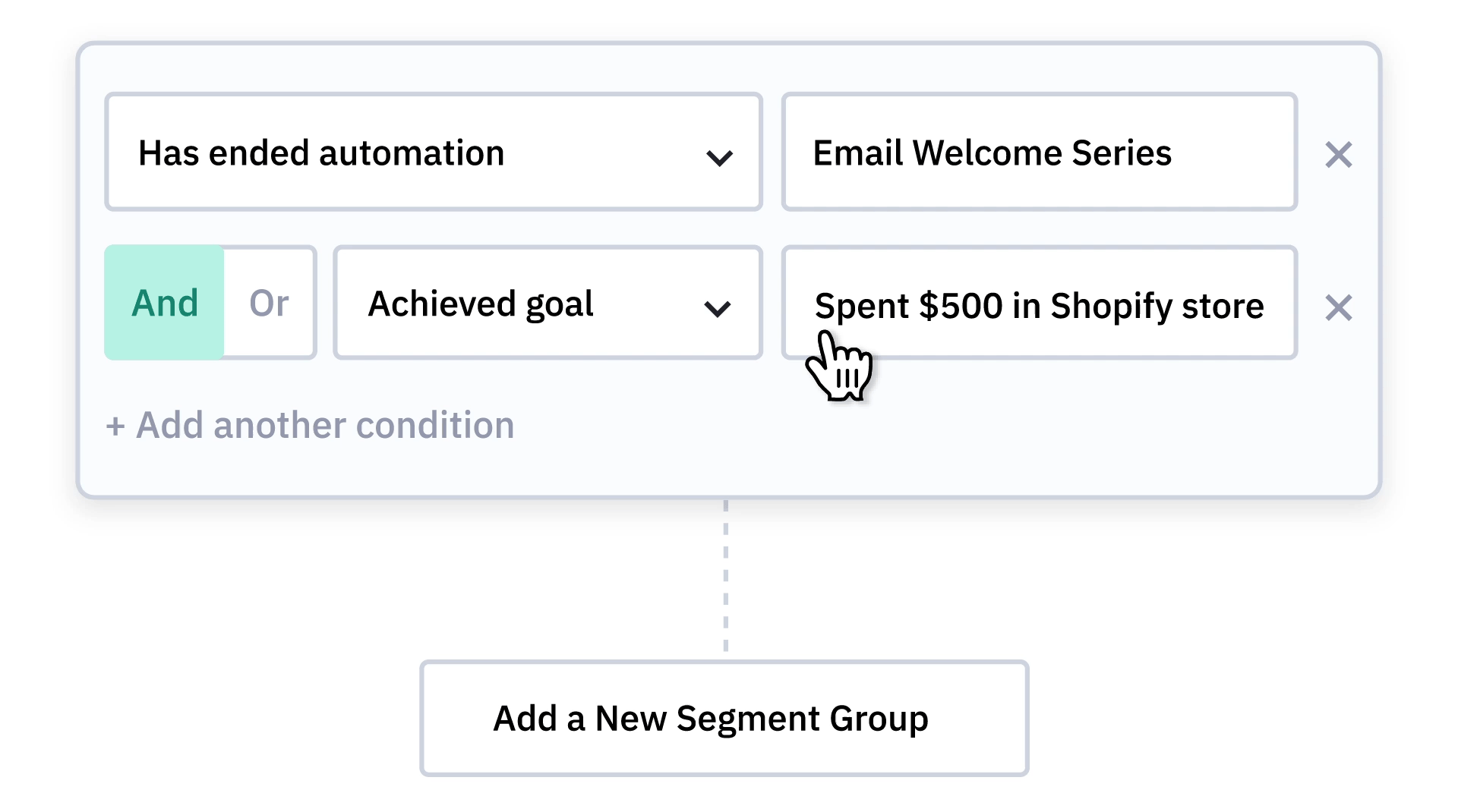 segmentation-large Gif showing segmentation in ActiveCampaign automation